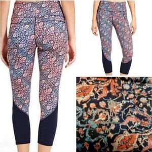 M ATHLETA CHATARUNGA pink blue coral TAPESTRY HIGH RISE LEGGINGS medium